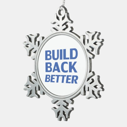 より良い青色のタイポグラフィ民主国のモダン構築 スノーフレークピューターオーナメント (右)