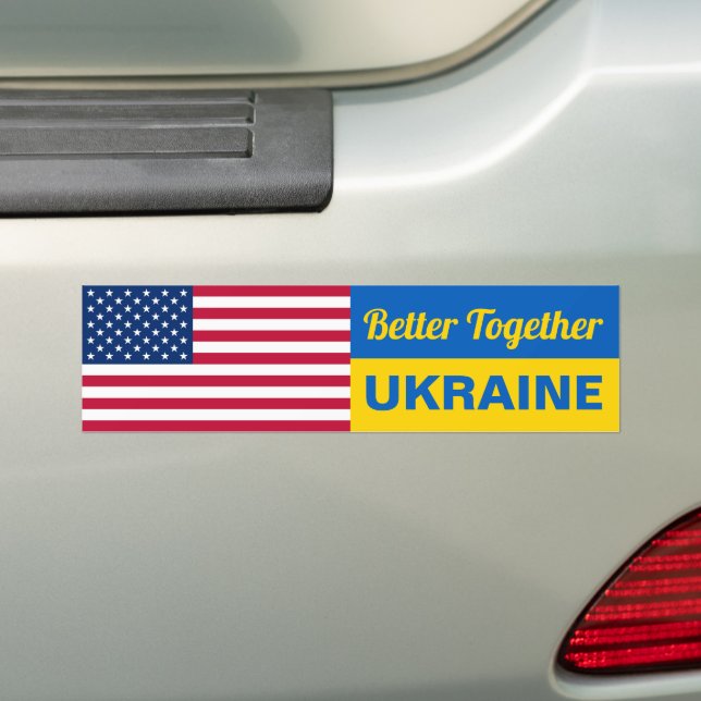 より良く一緒にウクライナのアメリカ国旗の連帯 バンパーステッカー (車上)