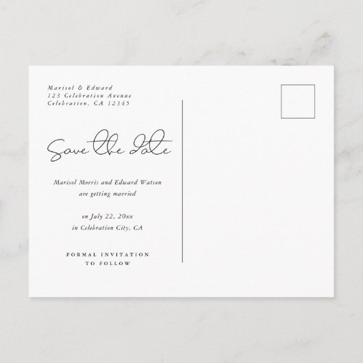 より良く一緒に |写真モダン日付の保存 案内ポストカード (裏面)