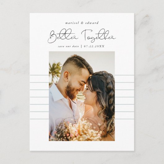 より良く一緒に |写真モダン日付の保存 案内ポストカード (正面)