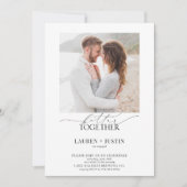 より良く一緒に 現代4ショットQRコードで婚約をシェア 招待状 (正面)