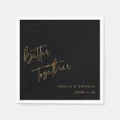 より良エレガントい金ゴールドの手書き結婚の スタンダードカクテルナプキン (正面)