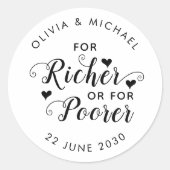 より豊かなもののためのキュートまたは貧しいロットの結婚式の引き出物 ラウンドシール (正面)