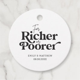 より豊かまたはより貧しい結婚式のレセプションギフトのシンプル フェイバータグ