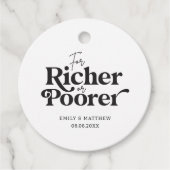 より豊かまたはより貧しい結婚式のレセプションギフトのシンプル フェイバータグ (正面)