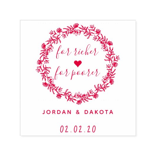 より貧しいカスタム結婚式のために豊かのために日付を保存 セルフインキングスタンプ (デザイン)