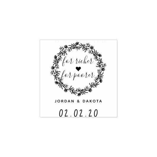 より貧しいカスタム結婚式のために豊かのために日付を保存 ラバースタンプ (インプリント)