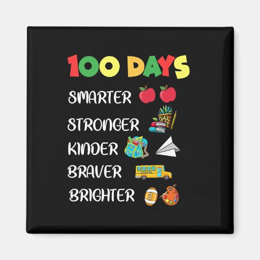 より賢く、元気で、明るい子供たち 100日目の学校 マグネット (正面)