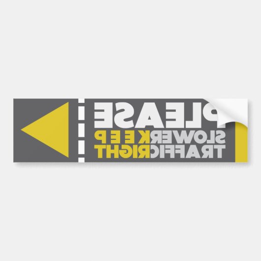 より遅い交通は正しく映されたステッカーを保ちます バンパーステッカー (正面)