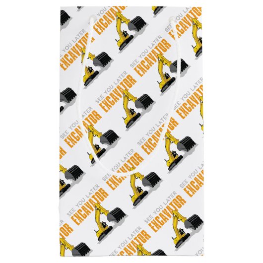 より遅い掘削機の幼児の男の子の子供会って下さい スモールペーパーバッグ (裏面)