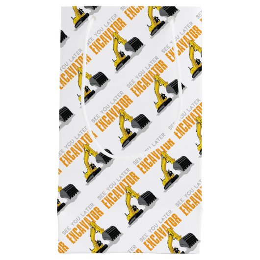 より遅い掘削機の幼児の男の子の子供会って下さい スモールペーパーバッグ (正面)