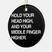 より高いあなたのヘッド高く、あなたの中指を握って下さい セラミックオーナメント (左)