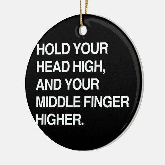 より高いあなたのヘッド高く、あなたの中指を握って下さい セラミックオーナメント (左)