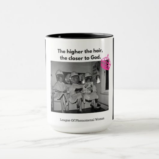 より高い毛知っています、神に近い方に マグカップ (中央)