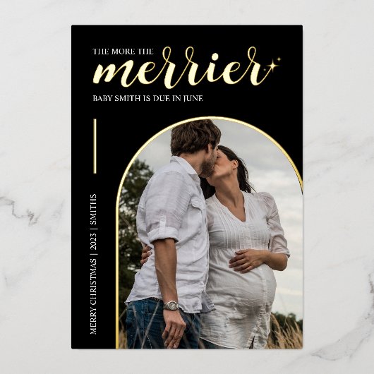 より黒メリー金ゴールドクリスマス妊娠 箔シーズンカード (正面)
