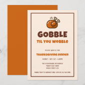 よろけるまでガブリ Funny サンクスギビングディナー 招待状 (正面/裏面)