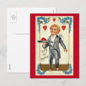 よろしくキューピッドタキシードバレンタインエレガントヴィンテージ シーズンポストカード (正面/裏面)