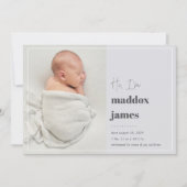 よろしく |写真モダンの誕生発表 案内状 (正面)