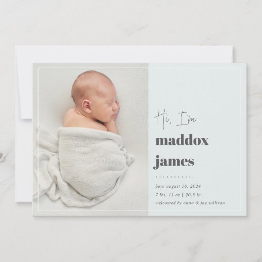 よろしく |写真モダン誕生 案内状 (正面)