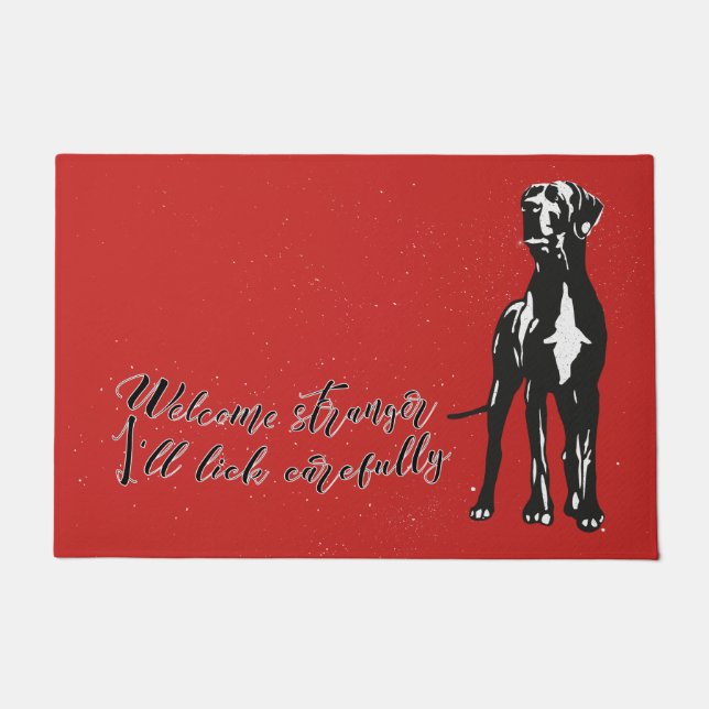 よろしく、見知らぬ人　注意して舐めるよ ドアマット (正面)