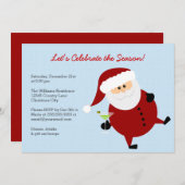 よろよろしているサンタクロースはクリスマス・パーティを祝います 招待状 (正面/裏面)