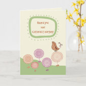 よ感じし、白内障手術、鳥の後に元気を得る カード (黄色い花)