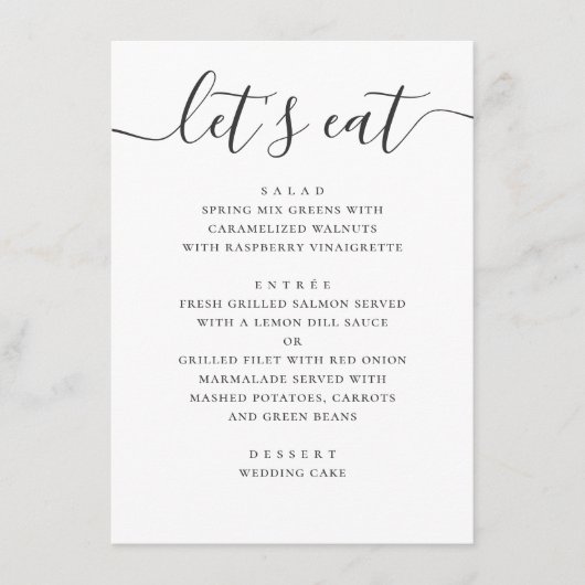 よ食べく。白黒モダンの結婚脚本 メニュー (正面)