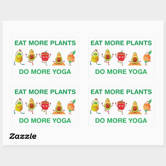 よ食べり多くの植物がより多くのヨガをする 長方形シール (シート)