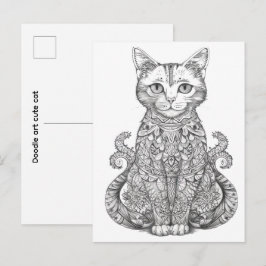 らくがきアートのかわいい猫 ポストカード