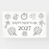 らくがきブラックテキスト 謹賀新年 2027 横断幕 (横)