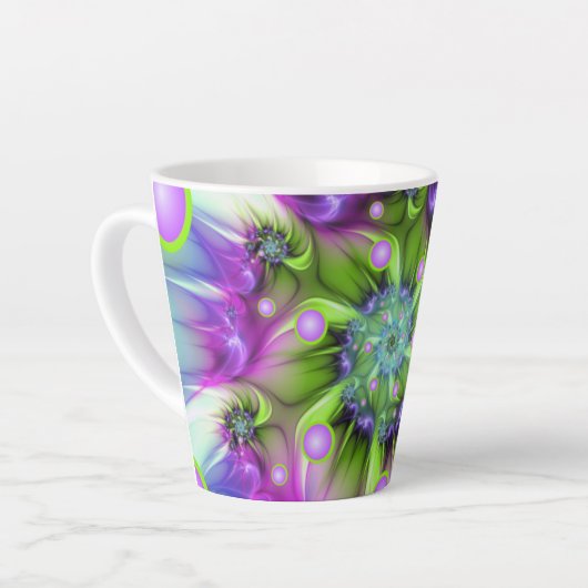 らせんカラフル円形シェイプ抽象芸術フラクタル カフェラテマグ (左アングル)