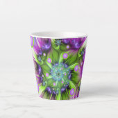 らせんカラフル円形シェイプ抽象芸術フラクタル カフェラテマグ (正面)