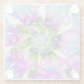 らせんカラフル円形シェイプ抽象芸術フラクタル ガラスコースター (裏面)