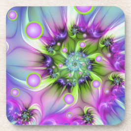 らせんカラフル円形シェイプ抽象芸術フラクタル コースター