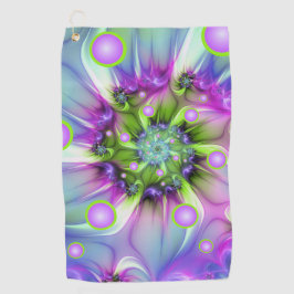 らせんカラフル円形シェイプ抽象芸術フラクタル ゴルフタオル