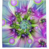 らせんカラフル円形シェイプ抽象芸術フラクタル シャワーカーテン (正面)