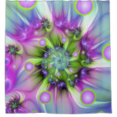 らせんカラフル円形シェイプ抽象芸術フラクタル シャワーカーテン (正面)