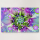 らせんカラフル円形シェイプ抽象芸術フラクタル ジグソーパズル (横)