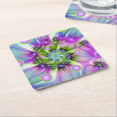 らせんカラフル円形シェイプ抽象芸術フラクタル スクエアペーパーコースター (アングル)