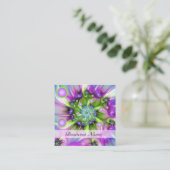 らせんカラフル円形シェイプ抽象芸術フラクタル スクエア名刺 (スタンド正面)