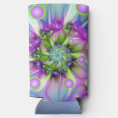 らせんカラフル円形シェイプ抽象芸術フラクタル スリム缶クーラー (裏面)