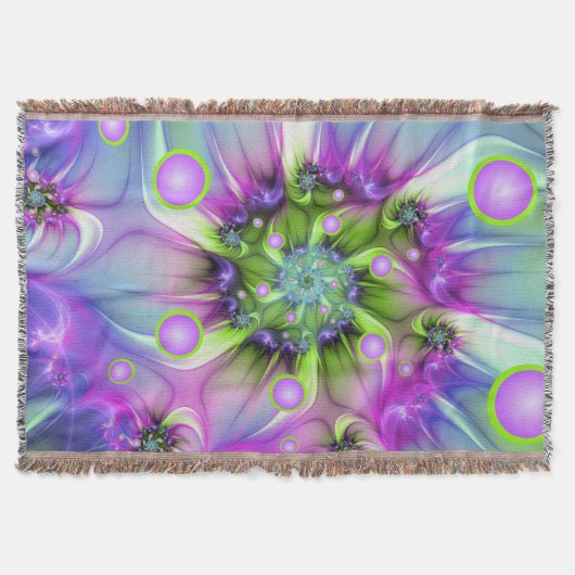 らせんカラフル円形シェイプ抽象芸術フラクタル スローブランケット (正面)