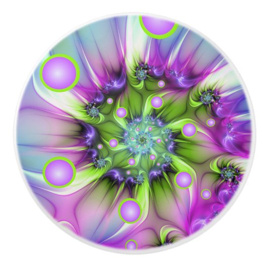 らせんカラフル円形シェイプ抽象芸術フラクタル セラミックノブ (正面)