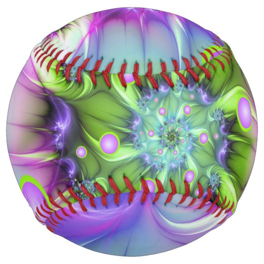 らせんカラフル円形シェイプ抽象芸術フラクタル ソフトボール (正面)