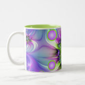 らせんカラフル円形シェイプ抽象芸術フラクタル ツートーンマグカップ (左)