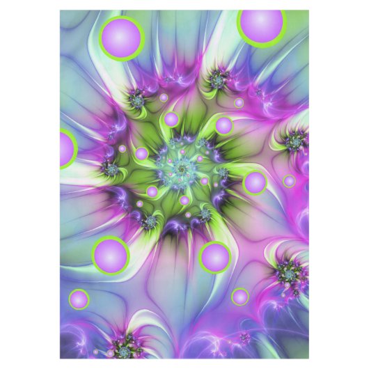 らせんカラフル円形シェイプ抽象芸術フラクタル テーブルクロス (正面)