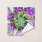 らせんカラフル円形シェイプ抽象芸術フラクタル バスタオルセット (ウォッシュタオル)