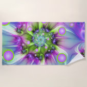 らせんカラフル円形シェイプ抽象芸術フラクタル ビーチタオル (正面)