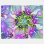 らせんカラフル円形シェイプ抽象芸術フラクタル フリースブランケット (正面(横))