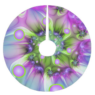 らせんカラフル円形シェイプ抽象芸術フラクタル ブラッシュドポリエステルツリースカート